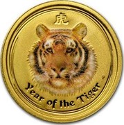 Australia 5 Dollars Year of the Tiger (Colorized) 2010 YEAR OF THE TIGER P coin reverse Australia 5 Dollars Year of the Tiger (Colorized) 2010 YEAR OF THE TIGER P coin reverse