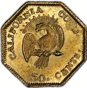 USA 50. Cents. 1853 KM# 8.2 Small size Gold Coins CALIFORNIA GOLD 50. CENTS. coin reverse USA 50. Cents. 1853 KM# 8.2 Small size Gold Coins CALIFORNIA GOLD 50. CENTS. coin reverse