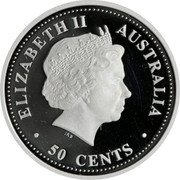 Australia 50 Cents Lunar Dog 2006 P KM# 1877a ELIZABETH II AUSTRALIA 50 CENTS coin obverse Australia 50 Cents Lunar Dog 2006 P KM# 1877a ELIZABETH II AUSTRALIA 50 CENTS coin obverse