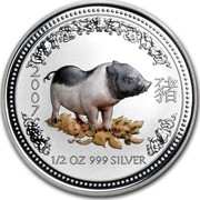 Australia 50 Cents Year of the Pig (Colorized) 2007 KM# 1878a 2007 1/2 OZ 999 SILVER coin reverse Australia 50 Cents Year of the Pig (Colorized) 2007 KM# 1878a 2007 1/2 OZ 999 SILVER coin reverse