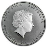 Australia 50 Cents Year of the Rabbit (Colorized) 2011 P KM# 1474a ELIZABETH II AUSTRALIA 1/2 OZ 999 SILVER 2011 50 CENTS IRB coin obverse Australia 50 Cents Year of the Rabbit (Colorized) 2011 P KM# 1474a ELIZABETH II AUSTRALIA 1/2 OZ 999 SILVER 2011 50 CENTS IRB coin obverse
