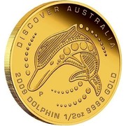 Australia 50 Dollars Discover Australian - Dolphin 2009 KM# 1228 DISCOVER AUSTRALIA 2009 DOLPHIN 1/2 OZ 9999 GOLD P DB coin reverse Australia 50 Dollars Discover Australian - Dolphin 2009 KM# 1228 DISCOVER AUSTRALIA 2009 DOLPHIN 1/2 OZ 9999 GOLD P DB coin reverse