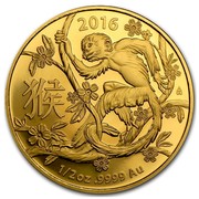 Australia 50 Dollars Lunar Monkey 2016 2016 1/2 OZ .9999 AU coin reverse Australia 50 Dollars Lunar Monkey 2016 2016 1/2 OZ .9999 AU coin reverse