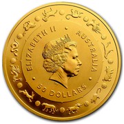 Australia 50 Dollars Lunar Rooster 2017 ELIZABETH II AUSTALIA 50 DOLLARS IRB coin obverse Australia 50 Dollars Lunar Rooster 2017 ELIZABETH II AUSTALIA 50 DOLLARS IRB coin obverse