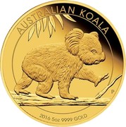 Australia 500 Dollars Australian Koala 2016 AUSTRALIAN KOALA 2016 5 OZ 9999 GOLD P IJ coin reverse Australia 500 Dollars Australian Koala 2016 AUSTRALIAN KOALA 2016 5 OZ 9999 GOLD P IJ coin reverse