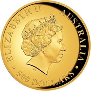 Australia 500 Dollars Australian Wedge-Tailed Eagle 2016 Proof KM# 2221 ELIZABETH II AUSTRALIA 500 DOLLARS IRB coin obverse Australia 500 Dollars Australian Wedge-Tailed Eagle 2016 Proof KM# 2221 ELIZABETH II AUSTRALIA 500 DOLLARS IRB coin obverse