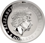 Australia 8 Dollars (Wedge-tailed Eagle High Relief) KM# 2218 ELIZABETH II AUSTRALIA 8 DOLLARS IRB coin obverse Australia 8 Dollars (Wedge-tailed Eagle High Relief) KM# 2218 ELIZABETH II AUSTRALIA 8 DOLLARS IRB coin obverse