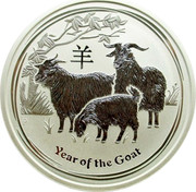 Australia 8 Dollars Year of the Goat 2015 YEAR OF THE GOAT P NM coin reverse Australia 8 Dollars Year of the Goat 2015 YEAR OF THE GOAT P NM coin reverse