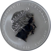 Australia 8 Dollars Year of the Monkey 2016 ELIZABETH II AUSTRALIA 5 OZ 999 SILVER 2016 8 DOLLARS IRB coin obverse Australia 8 Dollars Year of the Monkey 2016 ELIZABETH II AUSTRALIA 5 OZ 999 SILVER 2016 8 DOLLARS IRB coin obverse