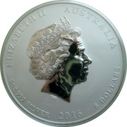 Australia 8 Dollars Year of the Monkey (Colorized) 2016 ELIZABETH II AUSTRALIA 5 OZ 999 SILVER 2016 8 DOLLARS IRB coin obverse Australia 8 Dollars Year of the Monkey (Colorized) 2016 ELIZABETH II AUSTRALIA 5 OZ 999 SILVER 2016 8 DOLLARS IRB coin obverse