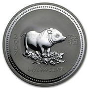 Australia 8 Dollars Year of the Pig 2007 2007 5 OZ 999 SILVER coin reverse Australia 8 Dollars Year of the Pig 2007 2007 5 OZ 999 SILVER coin reverse