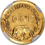 USA California Gold One Indian Round Bear Dollar 1849 CALIFORNIA GOLD ONE coin reverse USA California Gold One Indian Round Bear Dollar 1849 CALIFORNIA GOLD ONE coin reverse