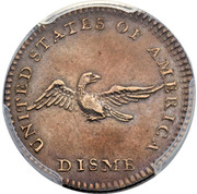 USA Disme US Liberty Parent of Science and Industry 1792 KM# PnD1 UNITED STATES OF AMERICA DISME coin reverse USA Disme US Liberty Parent of Science and Industry 1792 KM# PnD1 UNITED STATES OF AMERICA DISME coin reverse