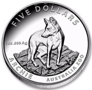 Australia Five Dollars Archie the Alpine Dingo 2017 FIVE DOLLARS ARCHIE AUSTRALIA 200 1 OZ .999 AG coin reverse Australia Five Dollars Archie the Alpine Dingo 2017 FIVE DOLLARS ARCHIE AUSTRALIA 200 1 OZ .999 AG coin reverse