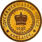 Australia Five Pounds South Australia Adelaide 1852 KM# Pn1 GOVERMENT ASSAY OFFICE. ADELAIDE. 1852 J. PAYNE coin obverse Australia Five Pounds South Australia Adelaide 1852 KM# Pn1 GOVERMENT ASSAY OFFICE. ADELAIDE. 1852 J. PAYNE coin obverse