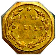 USA Half Dollar Octagonal 1871 KM# 8.9 HALF DOLLAR CAL coin reverse USA Half Dollar Octagonal 1871 KM# 8.9 HALF DOLLAR CAL coin reverse