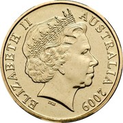 Australia One Dollar 200 Years of Postal Services in Australia 2009  ELIZABETH II AUSTRALIA 2009 coin obverse Australia One Dollar 200 Years of Postal Services in Australia 2009  ELIZABETH II AUSTRALIA 2009 coin obverse