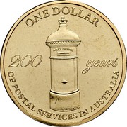 Australia One Dollar 200 Years of Postal Services in Australia 2009  ONE DOLLAR 200 YEARS OF POSTAL SERVICES IN AUSTRALIA coin reverse Australia One Dollar 200 Years of Postal Services in Australia 2009  ONE DOLLAR 200 YEARS OF POSTAL SERVICES IN AUSTRALIA coin reverse