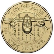 Australia One Dollar G for George 70th Anniversary 2014  G FOR GEORGE FROM 1942 MISSIONS 90 TO 1944 ONE DOLLAR 140 160 180 200 220 AS coin reverse