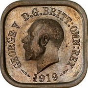 Australia One Penny George V (Kookaburra Pattern - Type 3) 1919 Pattern KM# Pn8 GEORGE V D.G.BRITT.OMN:REX 1919 coin obverse Australia One Penny George V (Kookaburra Pattern - Type 3) 1919 Pattern KM# Pn8 GEORGE V D.G.BRITT.OMN:REX 1919 coin obverse