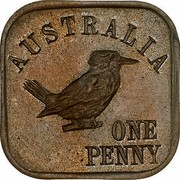 Australia One Penny Kookaburra Pattern - Type 11 (Renniks 13) 1921 KM# Pn22 AUSTRALIA ONE PENNY coin reverse Australia One Penny Kookaburra Pattern - Type 11 (Renniks 13) 1921 KM# Pn22 AUSTRALIA ONE PENNY coin reverse