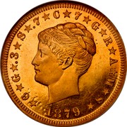 USA One Stella Stella 1879 KM# Pn1723 ★6★G★.3★S★.7★C★7★G★R★A★M★S★ LIBERTY 1879 coin obverse USA One Stella Stella 1879 KM# Pn1723 ★6★G★.3★S★.7★C★7★G★R★A★M★S★ LIBERTY 1879 coin obverse