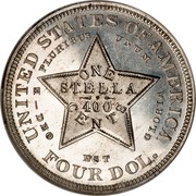 USA One Stella 1879 KM# Pn1725 Circulation Coins UNITED STATES OF AMERICA E PLURIBUS UNUM ONE STELLA 400 CENTS -DEO EST GLORIA FOUR DOL. coin reverse USA One Stella 1879 KM# Pn1725 Circulation Coins UNITED STATES OF AMERICA E PLURIBUS UNUM ONE STELLA 400 CENTS -DEO EST GLORIA FOUR DOL. coin reverse