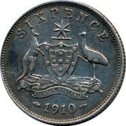 Australia Six Pence Edward VII 1910 KM# 19 SIX PENCE ADVANCE AUSTRALIA 1910 coin reverse Australia Six Pence Edward VII 1910 KM# 19 SIX PENCE ADVANCE AUSTRALIA 1910 coin reverse