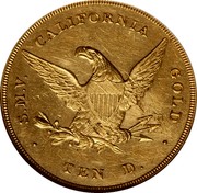 USA Ten D. 1850 KM# 27 Dubosq & Company S.M.V. CALIFORNIA GOLD TEN D. coin reverse