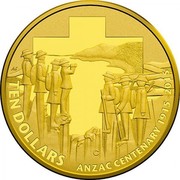 Australia Ten Dollars Anzac Centenary 1915-2015 2015 KM# 2200 TEN DOLLARS ANZAC CENTENARY 1915-2015 C AS coin reverse Australia Ten Dollars Anzac Centenary 1915-2015 2015 KM# 2200 TEN DOLLARS ANZAC CENTENARY 1915-2015 C AS coin reverse