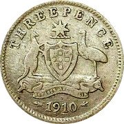 Australia Three Pence Edward VII 1910 KM# 18 THREE PENCE ADVANCE AUSTRALIA 1910 coin reverse Australia Three Pence Edward VII 1910 KM# 18 THREE PENCE ADVANCE AUSTRALIA 1910 coin reverse