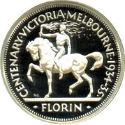 Australia Twenty Cents Victoria and Melbourne Centenary Florin 1998 CENTENARY∙VICTORIA∙MELBOURNE∙1934-35∙ KG FLORIN coin reverse Australia Twenty Cents Victoria and Melbourne Centenary Florin 1998 CENTENARY∙VICTORIA∙MELBOURNE∙1934-35∙ KG FLORIN coin reverse