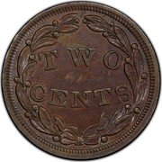 USA Two Cents Pattern 1836 About 24 known TWO CENTS coin reverse USA Two Cents Pattern 1836 About 24 known TWO CENTS coin reverse