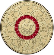 Australia Two Dollars Australian Olympic Team - Red 2016  2016 AUSTRALIAN OLYMPIC TEAM TWO DOLLARS coin reverse Australia Two Dollars Australian Olympic Team - Red 2016  2016 AUSTRALIAN OLYMPIC TEAM TWO DOLLARS coin reverse