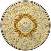 Australia Two Dollars Australian Olympic Team - Yellow 2016  2016 AUSTRALIAN OLYMPIC TEAM TWO DOLLARS coin reverse Australia Two Dollars Australian Olympic Team - Yellow 2016  2016 AUSTRALIAN OLYMPIC TEAM TWO DOLLARS coin reverse