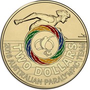 Australia Two Dollars Australian Paralympic Team 2016  TWO DOLLARS 2016 AUSTRALIAN PARALYMPIC TEAM coin reverse Australia Two Dollars Australian Paralympic Team 2016  TWO DOLLARS 2016 AUSTRALIAN PARALYMPIC TEAM coin reverse