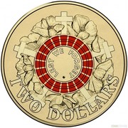 Australia Two Dollars Lest We Forget - Red 2015 KM# 2188 LEST WE FORGET ∙ TWO DOLLARS coin reverse Australia Two Dollars Lest We Forget - Red 2015 KM# 2188 LEST WE FORGET ∙ TWO DOLLARS coin reverse