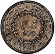 USA U.S 500 1783 KM# EA15 Nova Constellatio ∙ LIBERTAS ∙ JUSTITIA ∙ U.S 500 1783 coin reverse USA U.S 500 1783 KM# EA15 Nova Constellatio ∙ LIBERTAS ∙ JUSTITIA ∙ U.S 500 1783 coin reverse