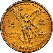 Mexico 1/10 Onza Winged Victory 1991 KM# 541 1/10 ONZA ORO PURO MO 1994 MEXICO LEY .999 coin reverse Mexico 1/10 Onza Winged Victory 1991 KM# 541 1/10 ONZA ORO PURO MO 1994 MEXICO LEY .999 coin reverse
