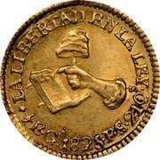 Mexico 1/2 Escudo Cap on Stick and Open Book 1825 KM# 378.2 LA LIBERTAD EN LA LEY 1/2E.EG 1828 PS 21QS coin reverse Mexico 1/2 Escudo Cap on Stick and Open Book 1825 KM# 378.2 LA LIBERTAD EN LA LEY 1/2E.EG 1828 PS 21QS coin reverse