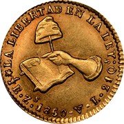 Mexico 1/2 Escudo Cap on Stick and Open Book 1860 KM# 378.6 LA LIBERTAD EN LA LEY 1/2E.ZS 1850.VL 21QS coin reverse Mexico 1/2 Escudo Cap on Stick and Open Book 1860 KM# 378.6 LA LIBERTAD EN LA LEY 1/2E.ZS 1850.VL 21QS coin reverse