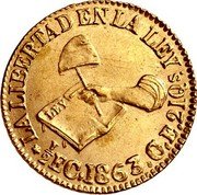 Mexico 1/2 Escudo Cap on Stick and Open Book 1863 C CE KM# 378 LA LIBERTAD EN LA LEY 1/2E.C 1848.C E 21QS coin reverse Mexico 1/2 Escudo Cap on Stick and Open Book 1863 C CE KM# 378 LA LIBERTAD EN LA LEY 1/2E.C 1848.C E 21QS coin reverse