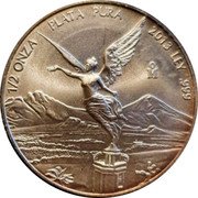 Mexico 1/2 Onza Winged Victory 2013 Mo KM# 612 1/2 ONZA PLATA PUR 1998 LEY .999 MO coin reverse Mexico 1/2 Onza Winged Victory 2013 Mo KM# 612 1/2 ONZA PLATA PUR 1998 LEY .999 MO coin reverse