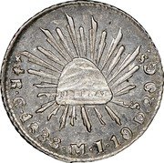 Mexico 1/2 Real Radiant Cap 1833 Go MJ Round top 3 KM# 370.7 1/2 R GO 1868 Y F 10D. 20G. coin reverse Mexico 1/2 Real Radiant Cap 1833 Go MJ Round top 3 KM# 370.7 1/2 R GO 1868 Y F 10D. 20G. coin reverse