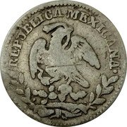 Mexico 1/2 Real Radiant Cap 1848 OM KM# 370.11 REPUBLICA MEXICANA coin obverse Mexico 1/2 Real Radiant Cap 1848 OM KM# 370.11 REPUBLICA MEXICANA coin obverse