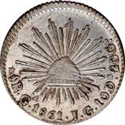 Mexico 1/2 Real Eagle. Circulation Coin 1861 Ga JG KM# 370.5 LIBERTAD 1/2R GA 1825 F S 10DS.20GS coin reverse Mexico 1/2 Real Eagle. Circulation Coin 1861 Ga JG KM# 370.5 LIBERTAD 1/2R GA 1825 F S 10DS.20GS coin reverse