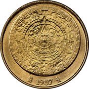 Mexico 1/20 Onza Aztec Calendar 1987 KM# 530 MO 1987 MO coin reverse Mexico 1/20 Onza Aztec Calendar 1987 KM# 530 MO 1987 MO coin reverse