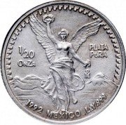 Mexico 1/20 Onza Libertad 1992 KM# 542 PLATA 1/20 PURA ONZA MO 1992 MEXICO LEY.999 coin reverse Mexico 1/20 Onza Libertad 1992 KM# 542 PLATA 1/20 PURA ONZA MO 1992 MEXICO LEY.999 coin reverse