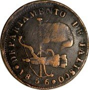 Mexico 1/4 Real Seated Figure 1836 KM# 354 DEPARTAMENTO DE JALISCO 1836 coin obverse Mexico 1/4 Real Seated Figure 1836 KM# 354 DEPARTAMENTO DE JALISCO 1836 coin obverse