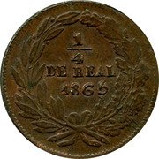 Mexico 1/4 Real Seated Figure 1865 KM# 344 1/4 DE REAL 1865 coin reverse Mexico 1/4 Real Seated Figure 1865 KM# 344 1/4 DE REAL 1865 coin reverse
